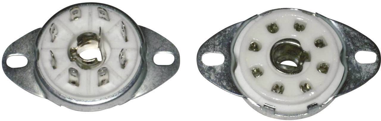 Zwei runde Steckdosenhalterungen aus Metall und Keramik, mit je neun Anschlüssen, nebeneinander gezeigt.