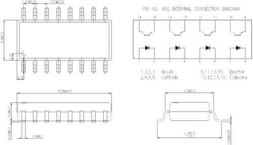 Isocom Components Optokoppler Phototransistor IS281-4 SOIC-16 Transistor DC