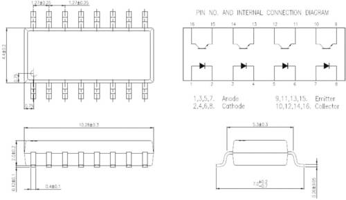 Isocom Components Optokoppler Phototransistor IS281-4GB SOIC-16 Transistor DC