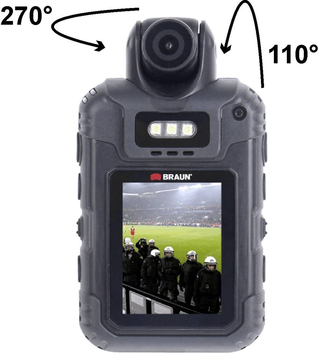 Braun Germany BCX5 Bodycam Full-HD, IR-Nachtsichtmodus, Wasserfest