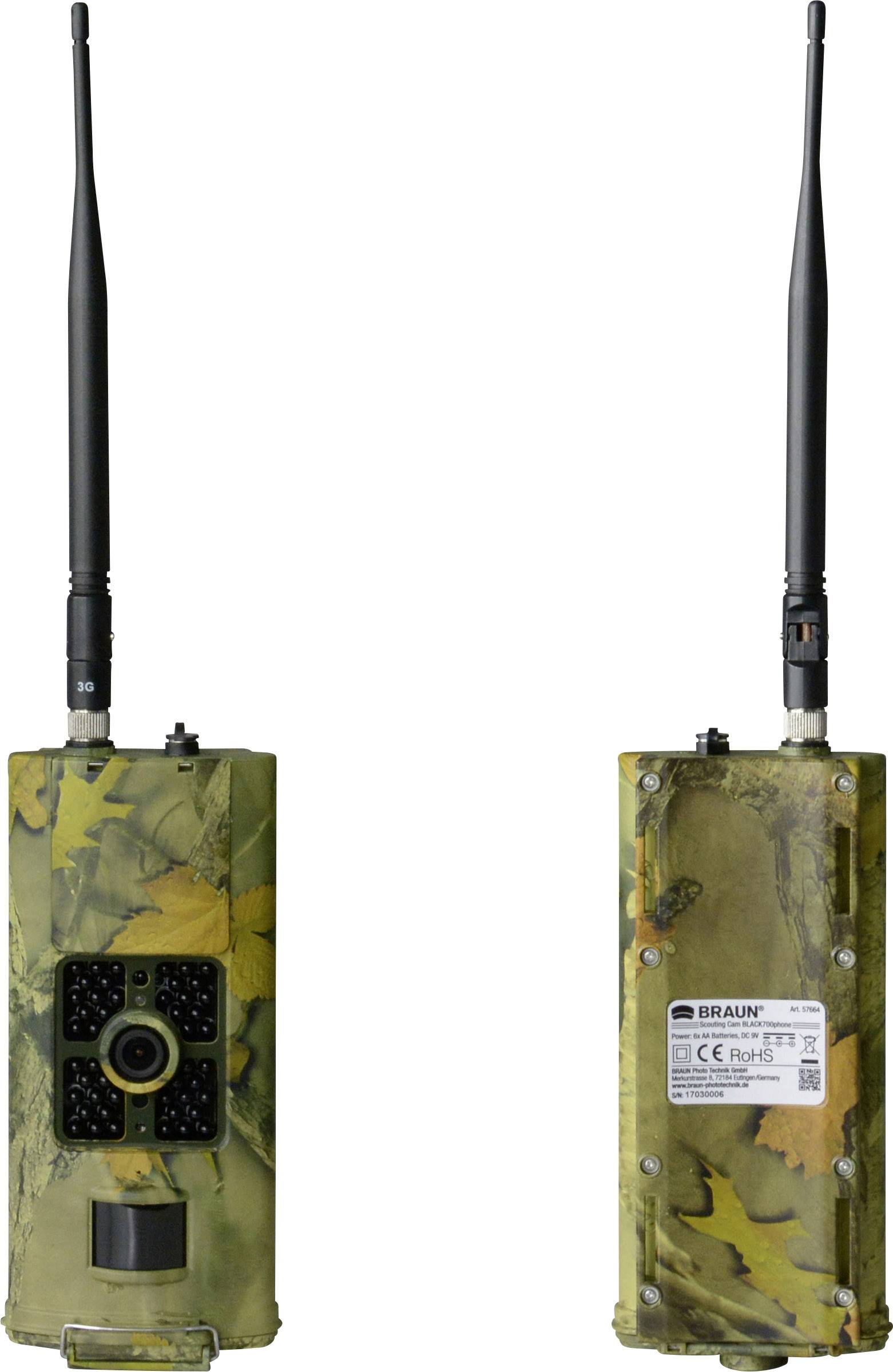 Braun Germany Black700Phone Wildkamera 12 Megapixel GSM-Modul, Black LEDs, Fernbedienung Camouflage