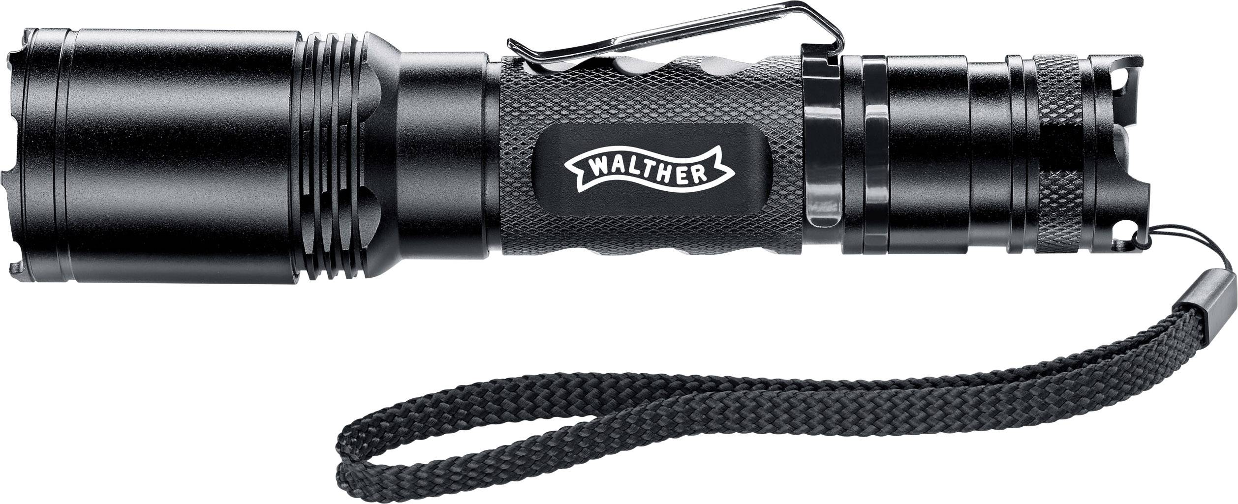 Walther TGS60 LED Taschenlampe mit Gürtelclip, mit Handschlaufe akkubetrieben, batteriebetrieben 660lm 17h 113g