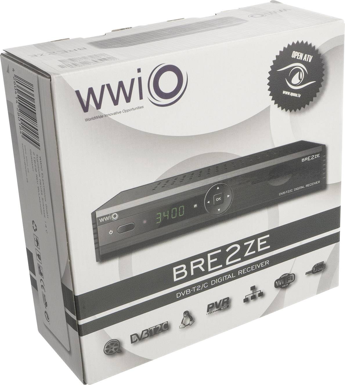 WWiO BRE2ZE DVB-T/T2/C Kombo-Receiver Aufnahmefunktion, Deutscher DVB-T2 Standard (H.265), Kartenleser, CI Schacht, Linux