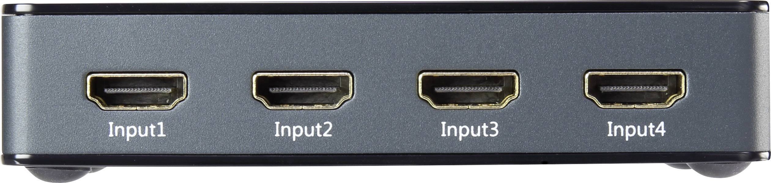 SpeaKa Professional 4 Port HDMI-Switch mit Picture in Picture-Funktion, mit Fernbedienung 3840 x 2160 Pixel