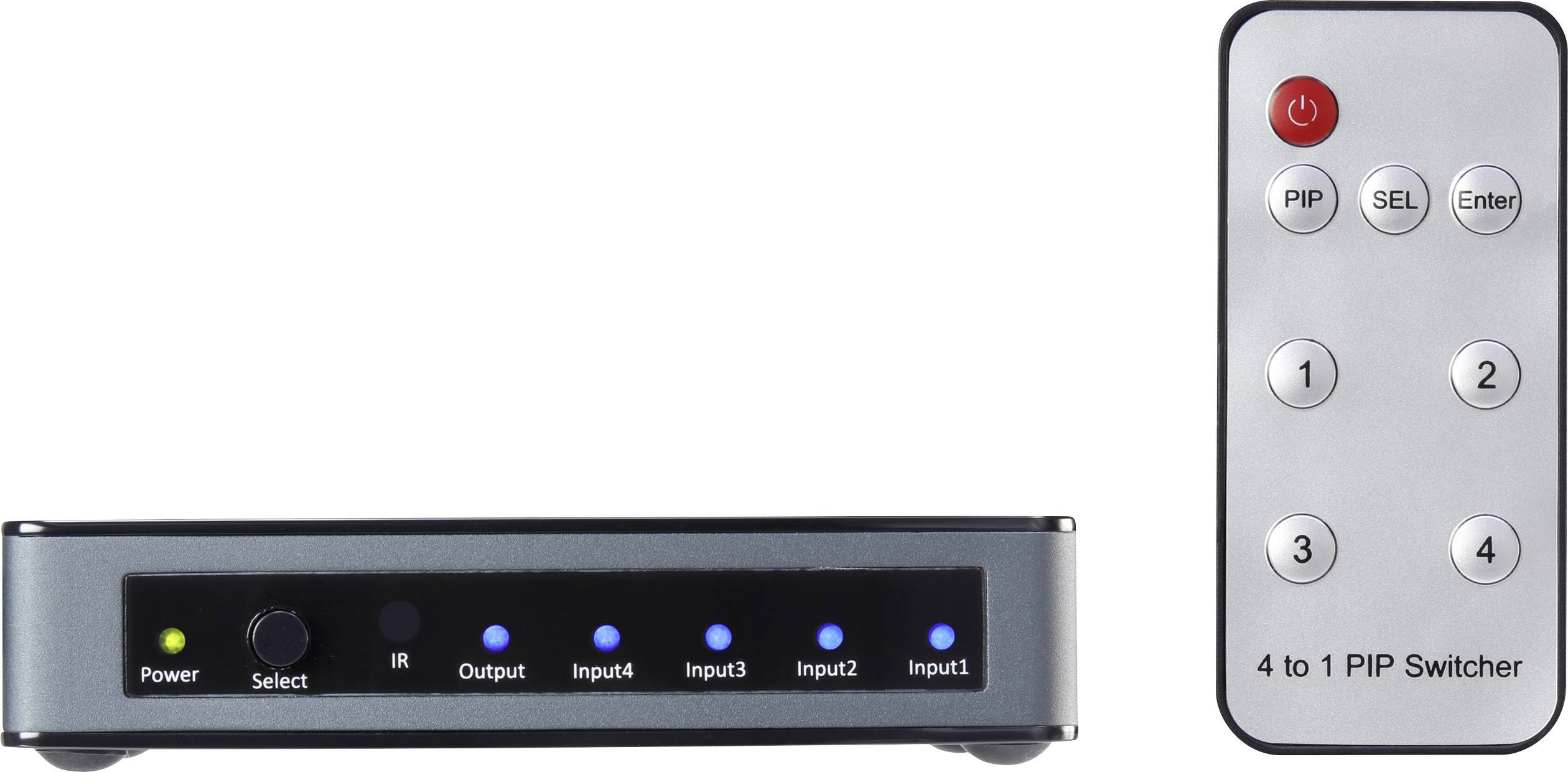 SpeaKa Professional 4 Port HDMI-Switch mit Picture in Picture-Funktion, mit Fernbedienung 3840 x 2160 Pixel
