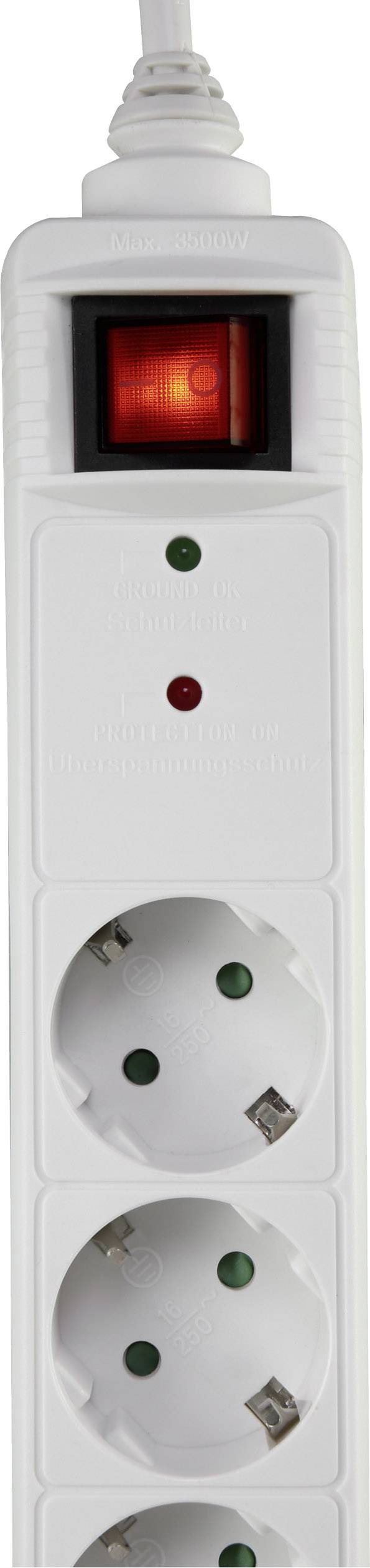 Basetech 1574789 Überspannungsschutz-Steckdosenleiste 6fach Weiß 1St.