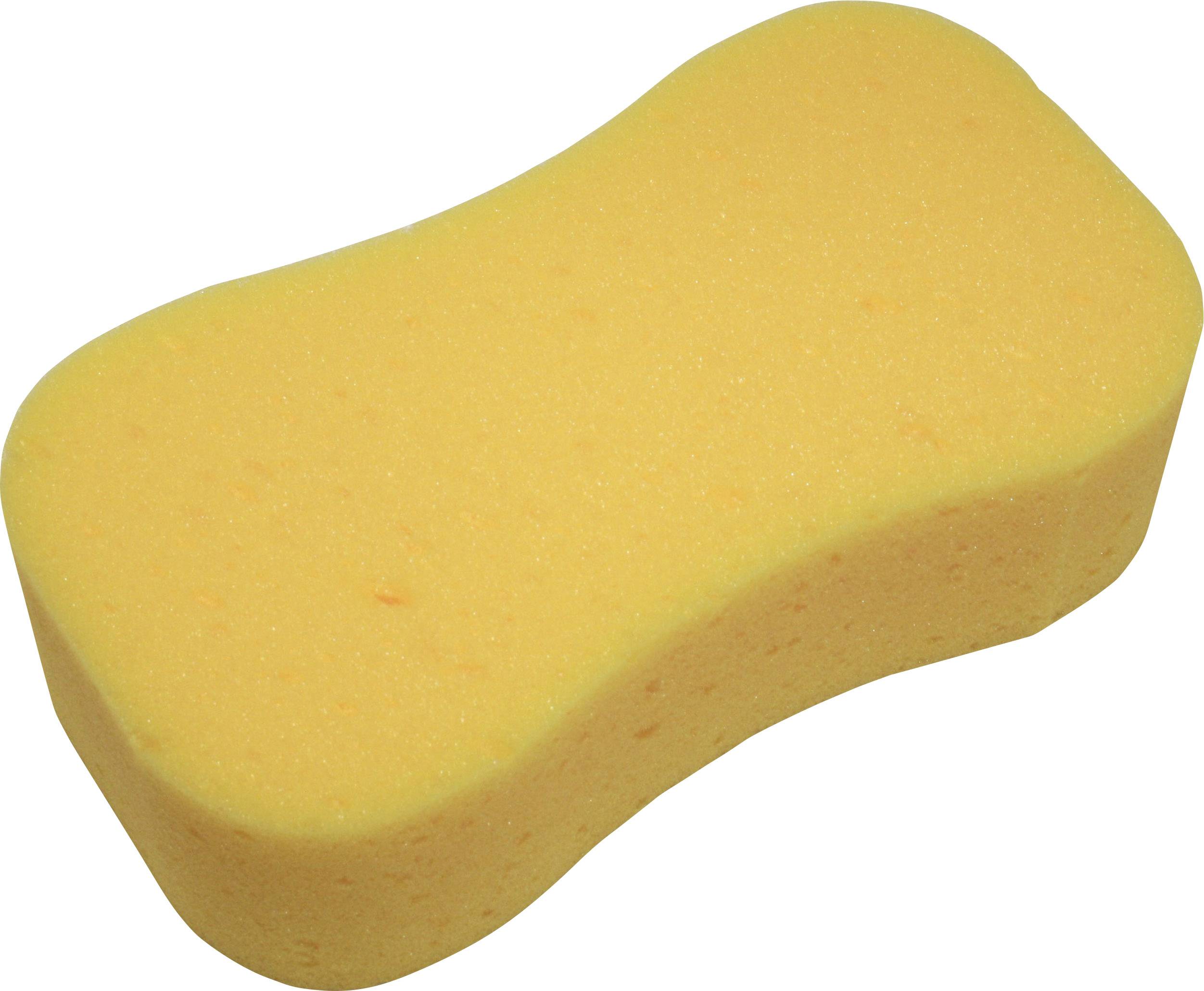 Ein gelber Reinigungsschwamm mit gewellter Form.