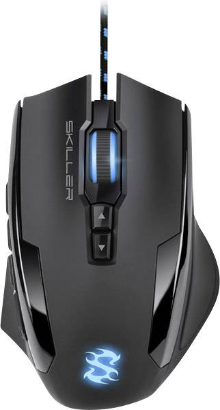 Sharkoon Skiller SGM1 Gaming-Maus USB Optisch Schwarz, Blau 12 Tasten Beleuchtet, Integrierter Profilspeicher, Gewichts-Tuning