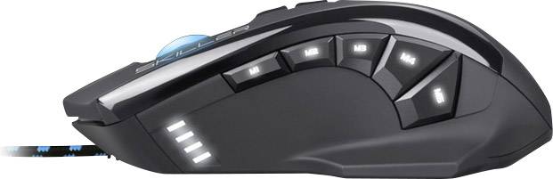 Sharkoon Skiller SGM1 Gaming-Maus USB Optisch Schwarz, Blau 12 Tasten Beleuchtet, Integrierter Profilspeicher, Gewichts-Tuning