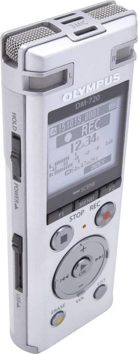 Olympus DM-720 Digitales Diktiergerät Aufzeichnungsdauer (max.) 985 h Silber