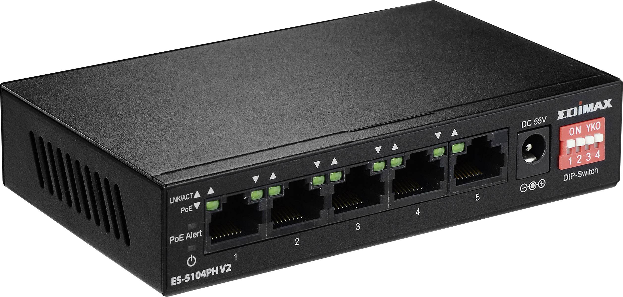 EDIMAX ES-5104PH V2 Netzwerk Switch ES-5104PH V2 5 Port 100 MBit/s PoE-Funktion