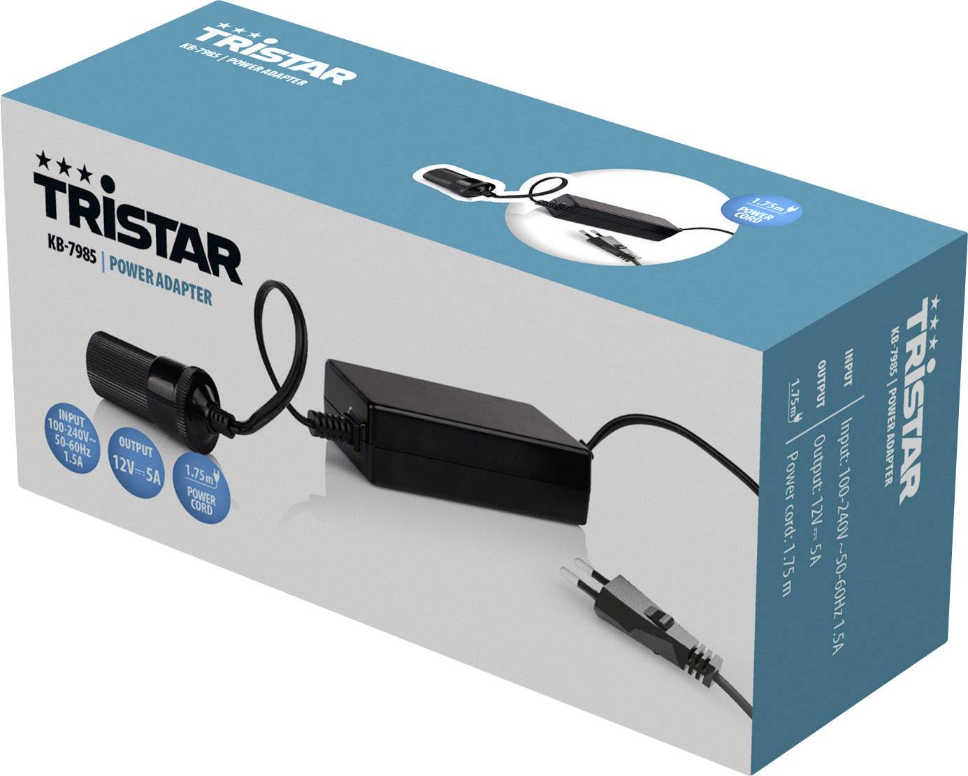 Tristar KB-7985 Gleichrichter 60W 1 St. (L x B x H) 0.08 x 0.08 x 0.17cm Ausgangsspannung (Details)=12V Betriebsspannung=110