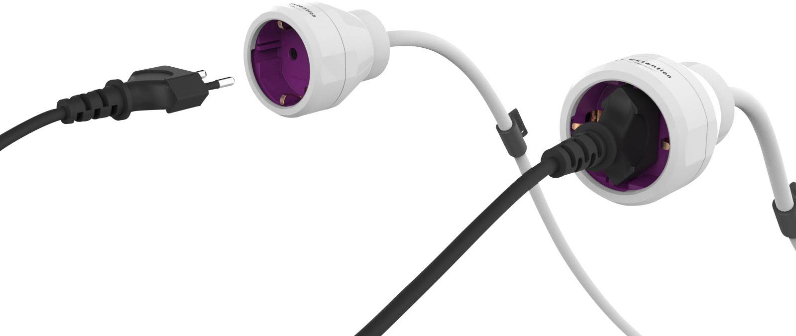 Allocacoc 50466 Strom Verlängerungskabel 16 A Weiß, Magenta 5.00 m H05RR-F 3G 1,5 mm²