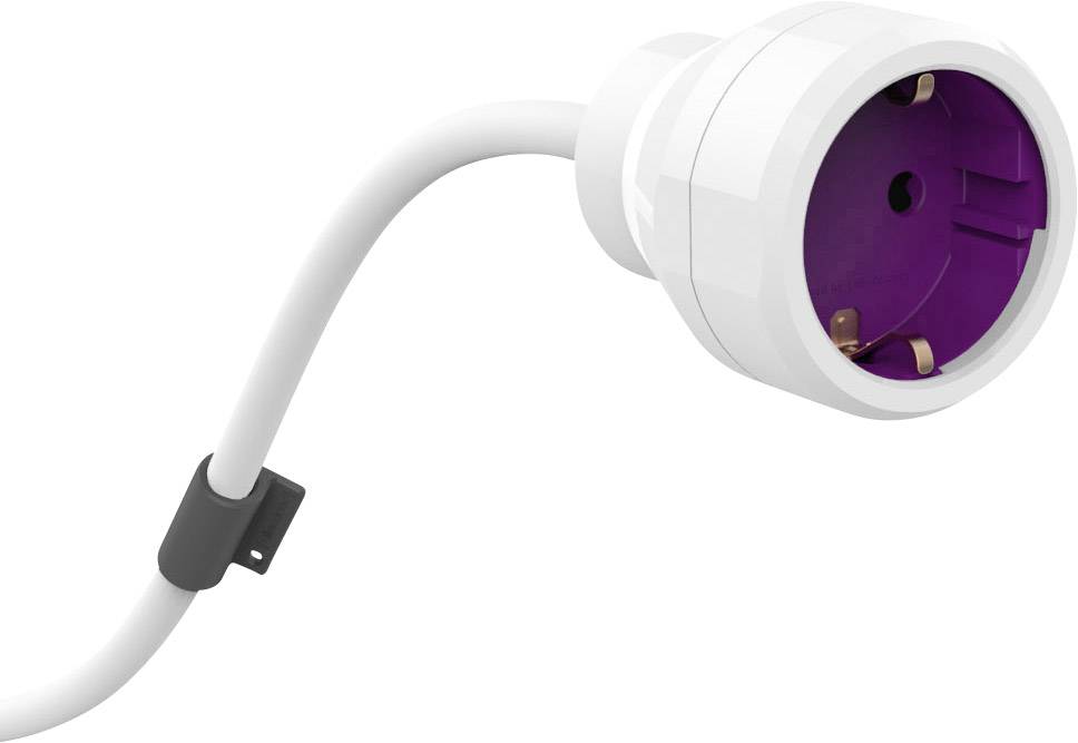 Allocacoc 50466 Strom Verlängerungskabel 16 A Weiß, Magenta 5.00 m H05RR-F 3G 1,5 mm²