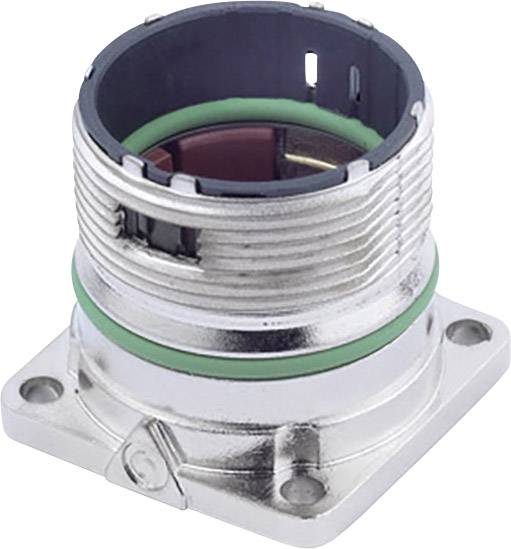 Metallsteckverbinder mit grüner Dichtung und vier Schraubenlöchern, geeignet für industrielle Anwendungen.