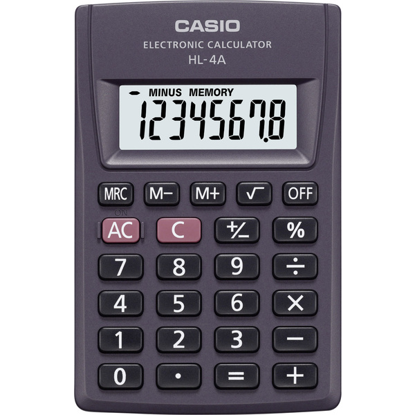 Casio HL-4A Taschenrechner Anthrazit Display (Stellen): 8 batteriebetrieben (B x H x T) 56 x 9 x 87
