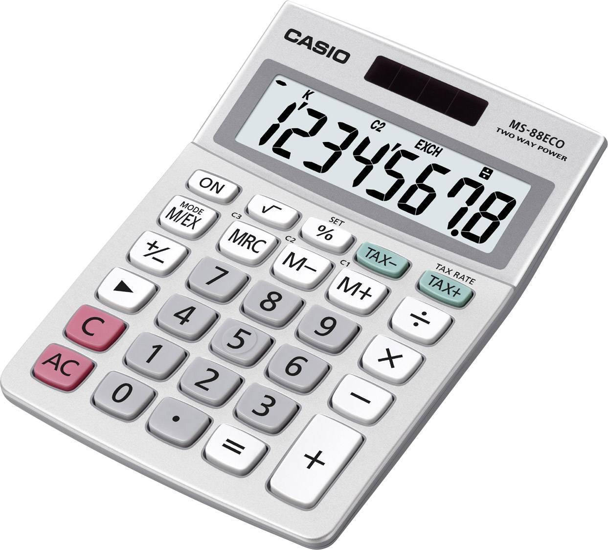 Casio MS-88ECO Tischrechner Silber Display (Stellen): 8solarbetrieben, batteriebetrieben (B x H x T) 103 x 31 x 145mm