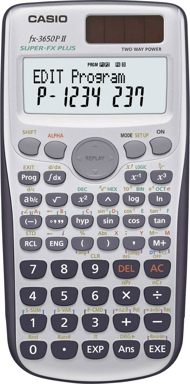 Casio fx-3650P II Schulrechner Silber Display (Stellen): 16 solarbetrieben, batteriebetrieben (B x H x T) 80 x 11 x 162 mm