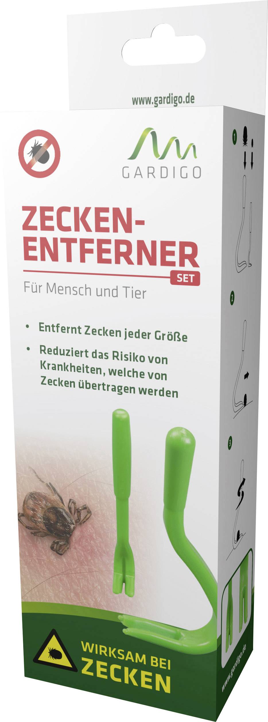 Gardigo Tick Remover Set Zeckenpinzette Grün 1 Set
