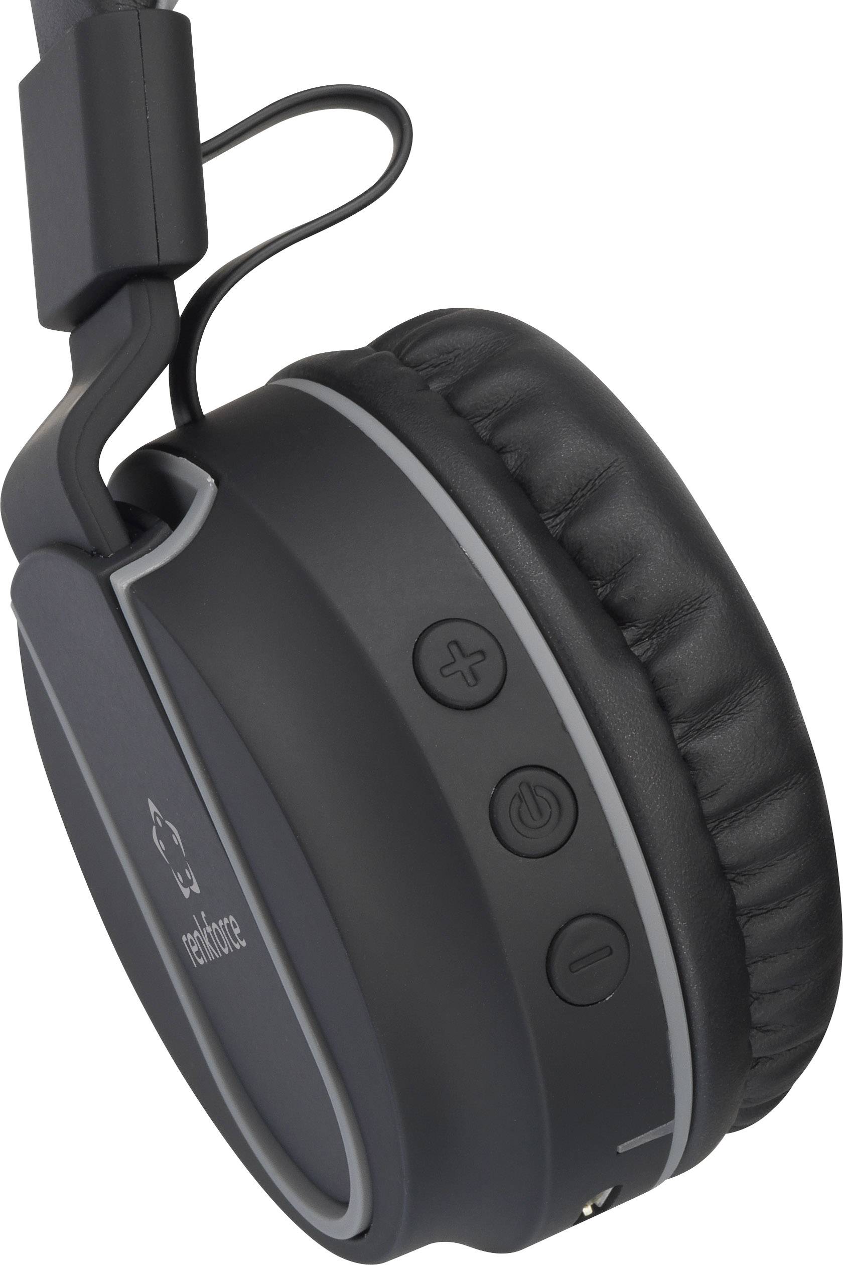 Renkforce RF-BTK-100 On Ear Headset Bluetooth® Schwarz, Grau Headset, Faltbar