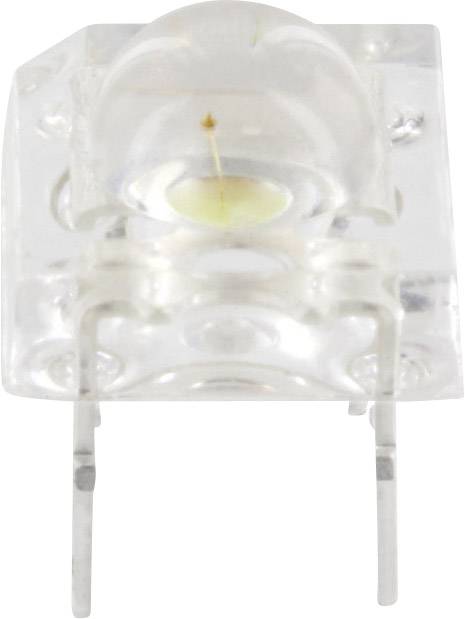 Ein transparente LED mit zwei Metallpins, geeignet zur Verwendung in elektronischen Schaltungen, leuchtet nicht.