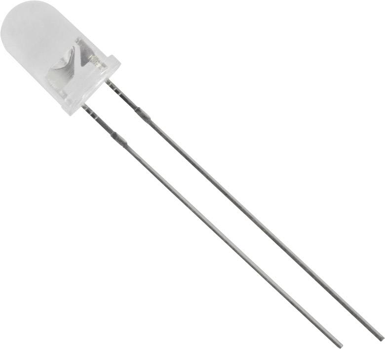 Ein einzelner LED-Bauteil mit zwei langen Metallanschlüssen, geeignet für elektronische Schaltungen und Lichtanwendungen.