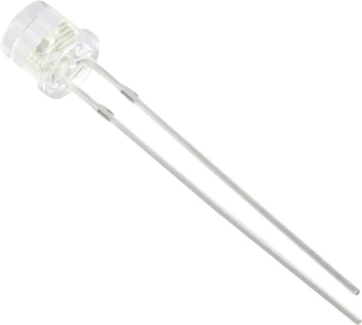 Eine einzelne LED mit zwei langen Metallkontakten.