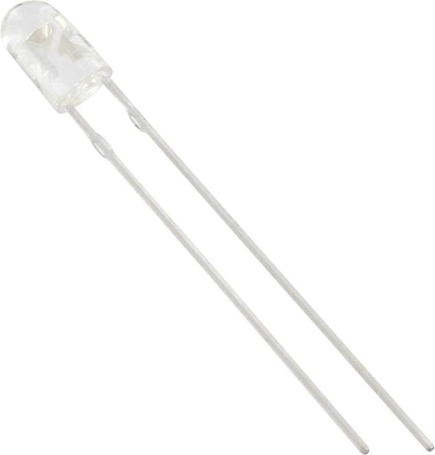 Klarer LED mit zwei langen Anschlussstiften, verwendet für elektronische Schaltungen zur Lichterzeugung.