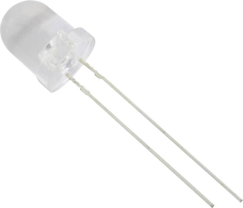 Eine durchsichtige LED mit zwei langen, dünnen Drähten.