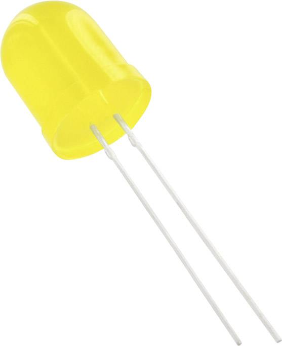 Eine gelbe LED mit zwei Anschlussdrähten.
