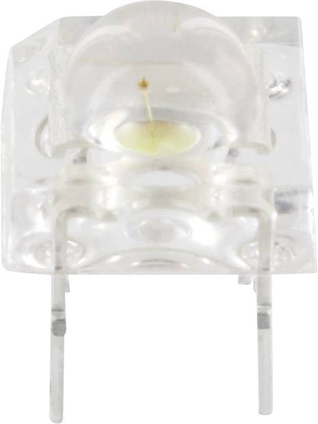 Eine klare LED mit rechteckigem Körper und zwei Metallanschlüssen zur Stromversorgung. Geeignet für elektronische Anwendungen.