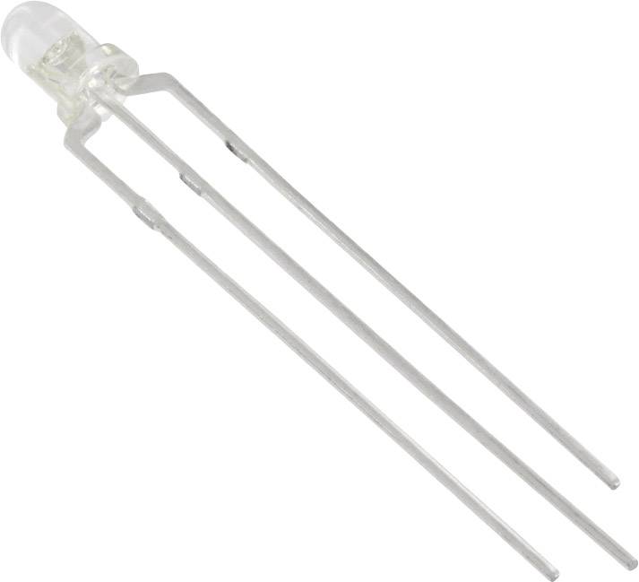 Eine klare LED-Diode mit zwei langen, parallelen Anschlussdrähten. Geeignet für elektronische Anwendungen und Lichtsignale.
