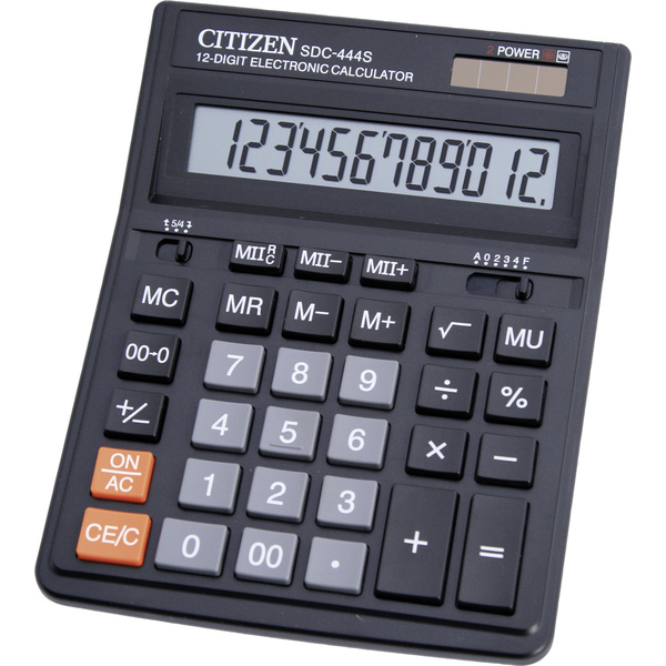 Citizen Office SDC-444S Tischrechner Schwarz Display (Stellen): 12solarbetrieben, batteriebetrieben (B x H x T) 153 x 31 x 199mm