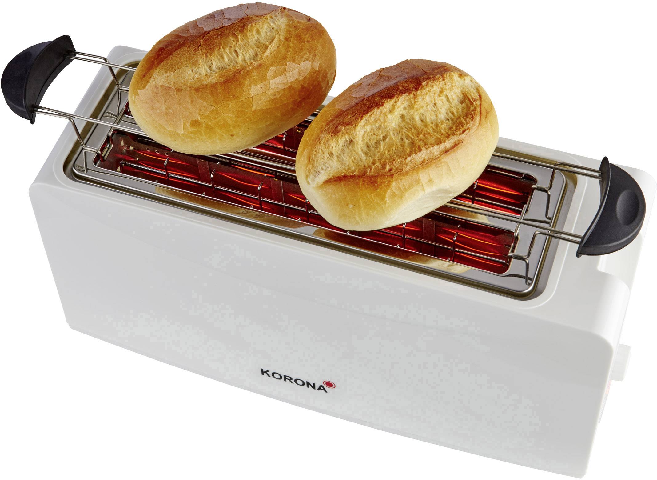 Korona 21043 Doppel-Langschlitztoaster mit Brötchenaufsatz Weiß