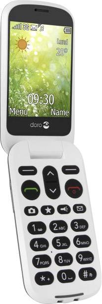 Doro 6050 Senioren-Klapp-Handy mit Ladestation, SOS Taste Graphit, Weiß