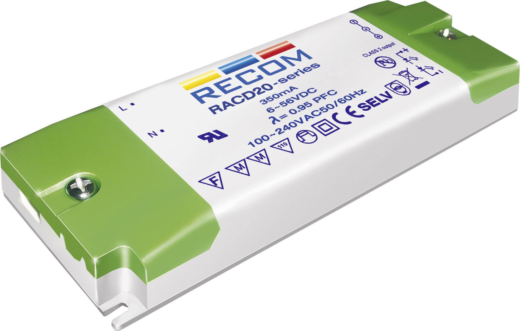 Recom Lighting RACD20-1050 LED-Treiber Konstantstrom 20 W 1.05 A 5 - 17 V/DC nicht dimmbar, PFC-Schaltkreis, Überlastschutz, Möbelzulassung 1 St.