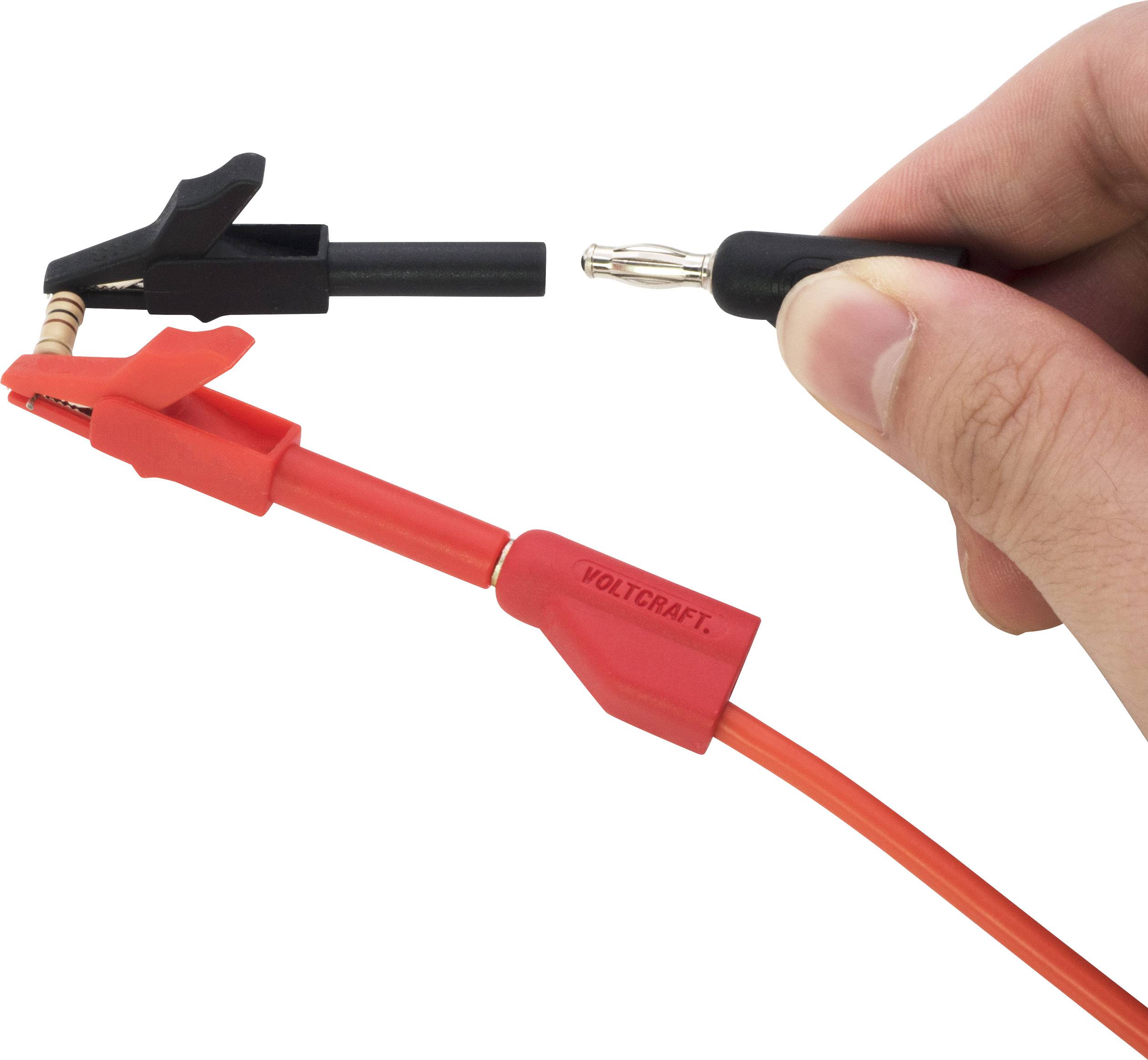 VOLTCRAFT MSK-102 Krokodilklemme Buchse 4mm Schwarz, Rot