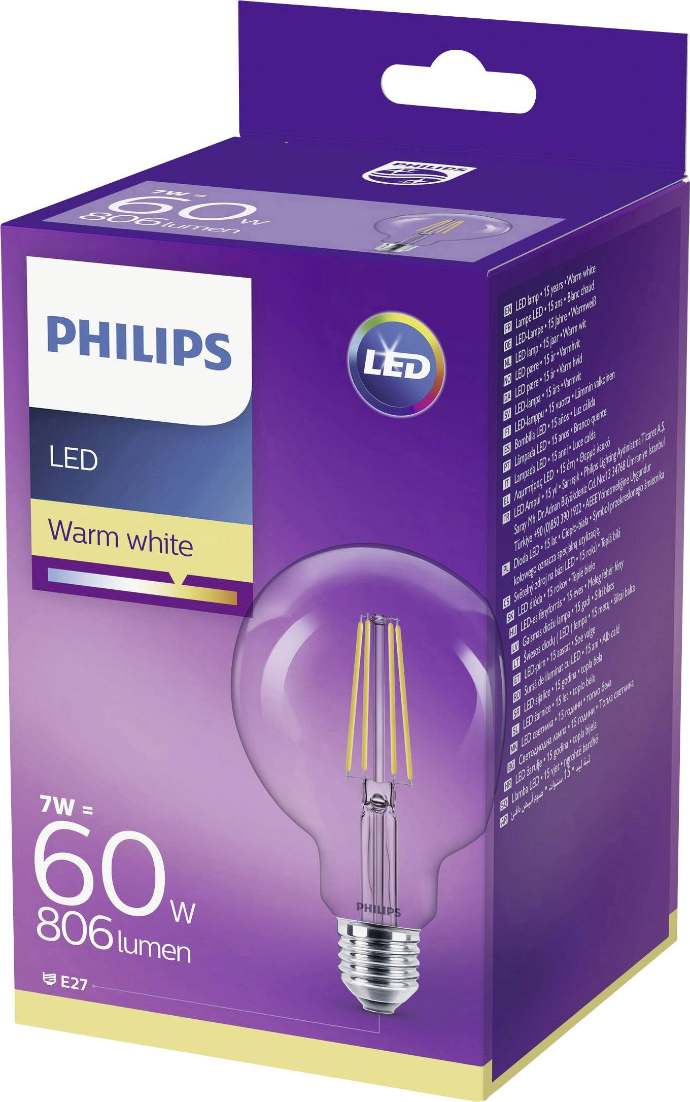 Philips LED 929001387901 LED EEK E (A - G) E27 Globeform 7W = 60W Warmweiß (Ø x L) 95mm x 140mm Filament 1St.
