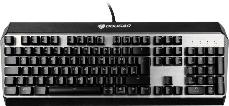 Cougar Attack X3 USB Gaming-Tastatur Deutsch, QWERTZ Silber, Schwarz Beleuchtet, Integrierter Profilspeicher