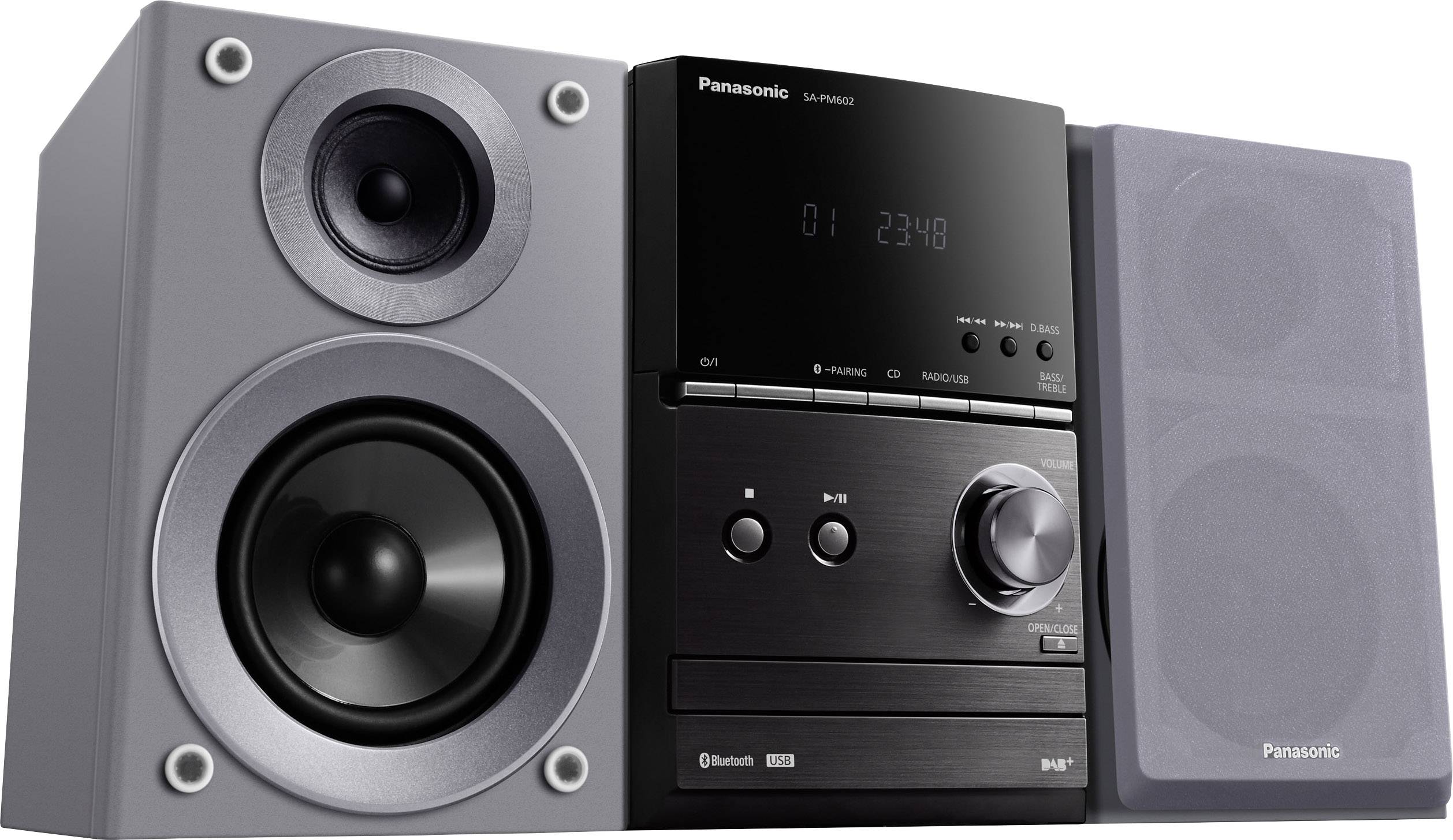 Panasonic SC-PM602EG-S Stereoanlage Bluetooth®, DAB+, CD, UKW, USB, 2 x 20 W Silber