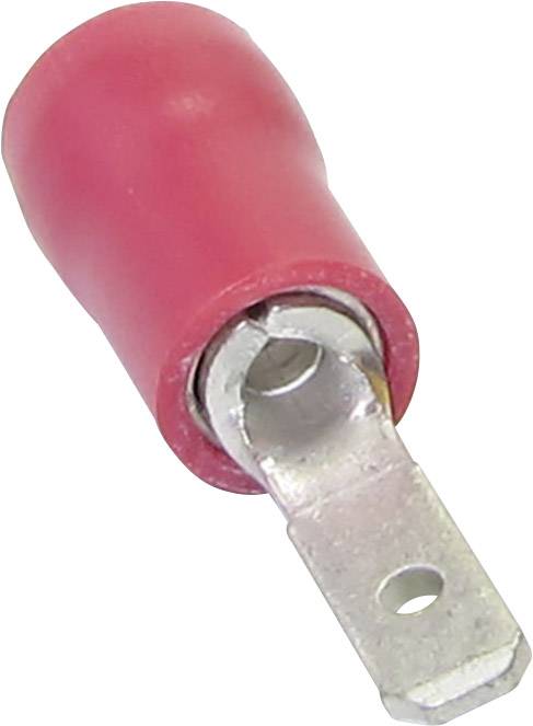 TRU Components 1583058 Flachstecker Steckbreite: 6.30mm Steckdicke: 0.80mm 180° Teilisoliert Rot