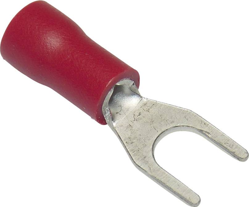 TRU Components 1583074 Gabelkabelschuh 0.50mm² 1.50mm² Loch-Ø=6.40mm Teilisoliert Rot