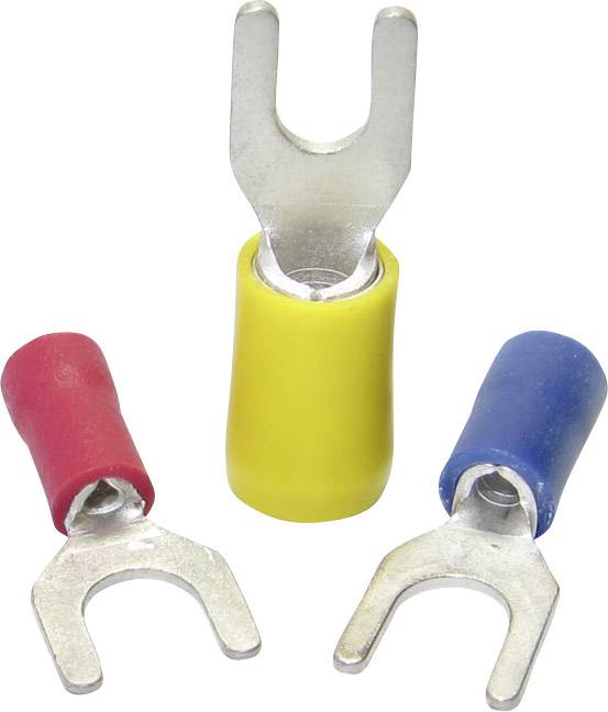 TRU Components 1582981 Gabelkabelschuh 0.50mm² 1.50mm² Loch-Ø=3.20mm Teilisoliert Rot