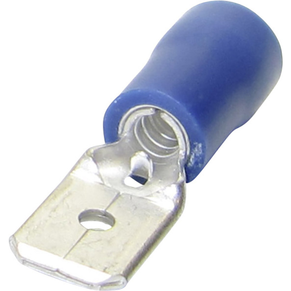 TRU Components 1582962 Flachstecker Steckbreite: 4.80mm Steckdicke: 0.80mm 180° Teilisoliert Blau