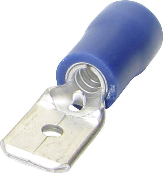 TRU Components 1583059 Flachstecker Steckbreite: 2.80mm Steckdicke: 0.80mm 180° Teilisoliert Blau