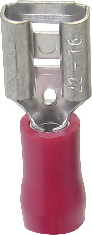 TRU Components 1583080 Flachsteckhülse Steckbreite: 6.30mm Steckdicke: 0.80mm 180° Teilisoliert Rot