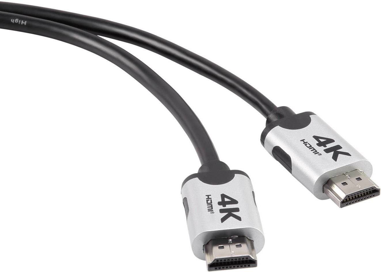 SpeaKa Professional HDMI Anschlusskabel HDMI-A Stecker 2.00m Schwarz SP-6344136 4K UHD, Audio Return Channel, vergoldete