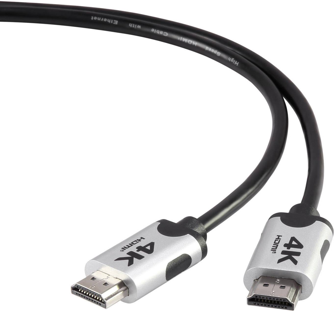 SpeaKa Professional HDMI Anschlusskabel HDMI-A Stecker 1.00m Schwarz SP-6344128 4K UHD, Audio Return Channel, vergoldete