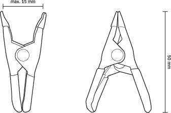 TOOLCRAFT Federklemme Metall teilgummiert 50mm 1586228 Produktabmessung, Länge: 50mm Ausladungs-Maße:18mm