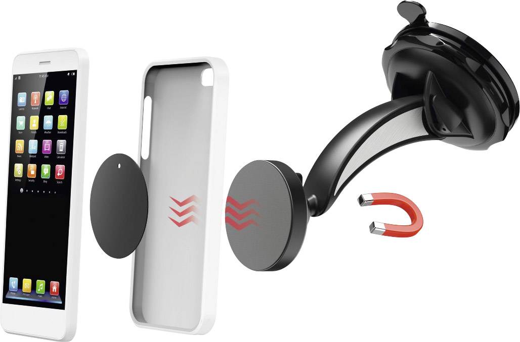 Hama "Magnet" Saugnapf Handy-Kfz-Halterung 360° drehbar, Magnetbefestigung